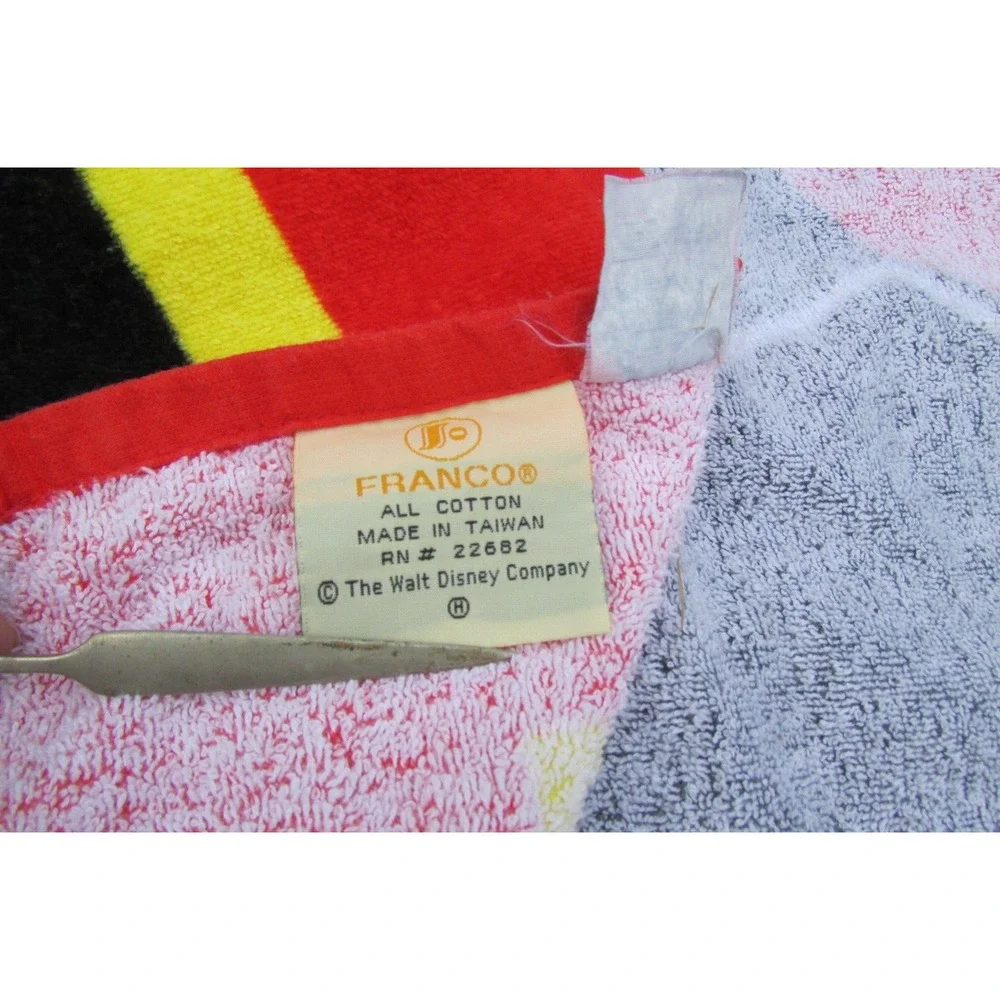 Disney OG Mickey Mouse Graphic Cotton Beach Towel Franco  56 x 30 Vintage 1990s